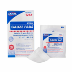 Dukal 1212 Gauze Sponges 2x2 12Ply Sterile Box100