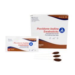 Dynarex 1202 Povidone Iodine Swabsticks Triples Box25