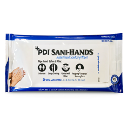 PDI P71520 Sani-Hands Instant Hand Sanitizing Wipes Soft Pack 20