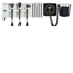 ADC Adstation Diagnostic Wall Set with DermaScope and Clock Aneroid plus Specula Dispenser